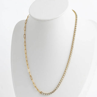Paperclip Tennis Chain Split Necklace
