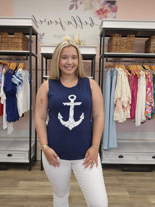 Coastal White Anchor Tank