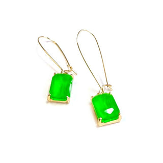 Midi Rectangle Glass Bead Dangle Earrings