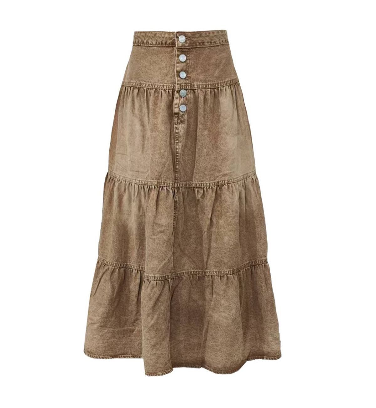 Bohemian A-Line Tiered Denim Skirt