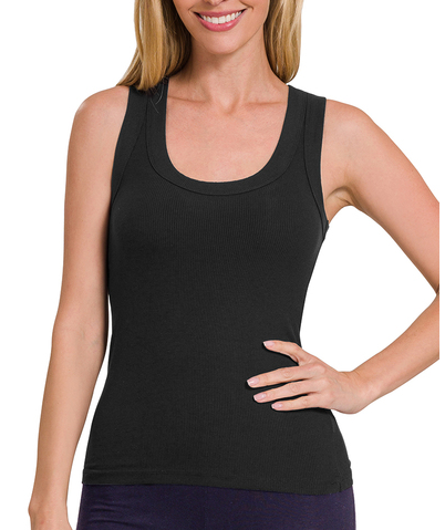 Ribbed Scoop Neck Tank Top