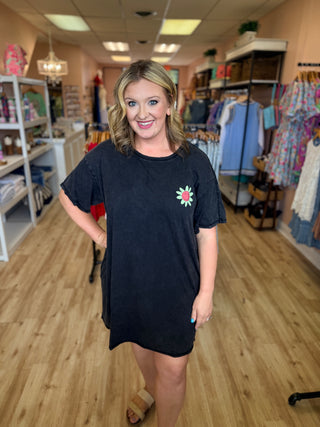 Floral Print Washed Tunic Dress