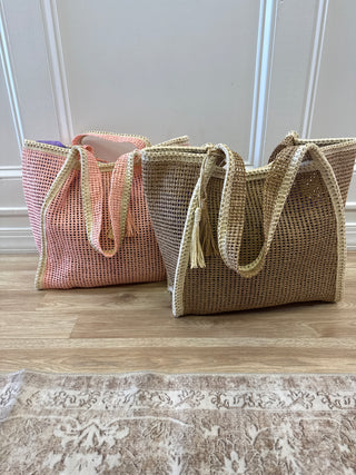 Woven Straw Tote Bag
