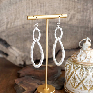 Hammered Oval Link Drop Earrings