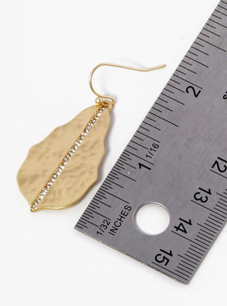 Pave Hammered Metal Dangle Drop Earrings