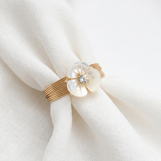 Mother of Pearl Flower Adjustable Band Ring