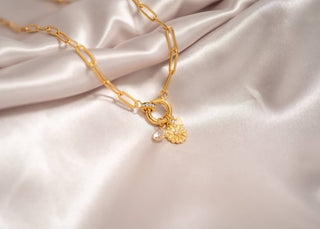Paperclip Rhinestone Charm Holder Necklace