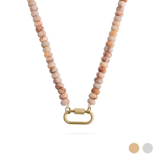 Brown Chunky Glass Bead Carabiner Necklace