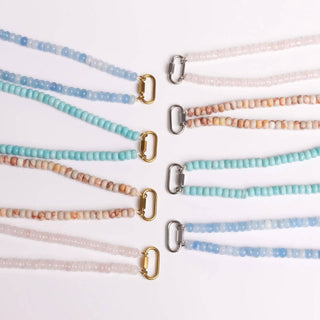 Brown Chunky Glass Bead Carabiner Necklace