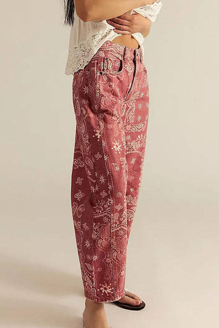 Paisley Pattern Straight Pants