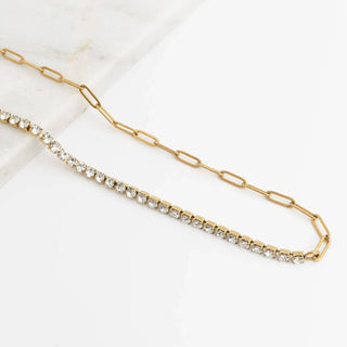 Paperclip Tennis Chain Split Necklace