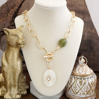 Marbled Acrylic Stone Lariat Necklace