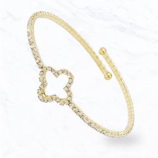 Crystal Clover Cuff Bracelet