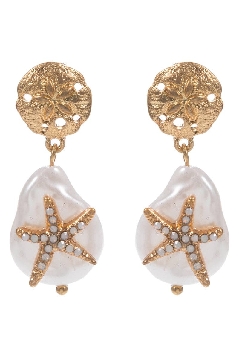 Summer Sealife Vintage Pearl Starfish Post Earring: VG / ONE