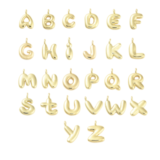 Gold Bubble Initial Letter Charm