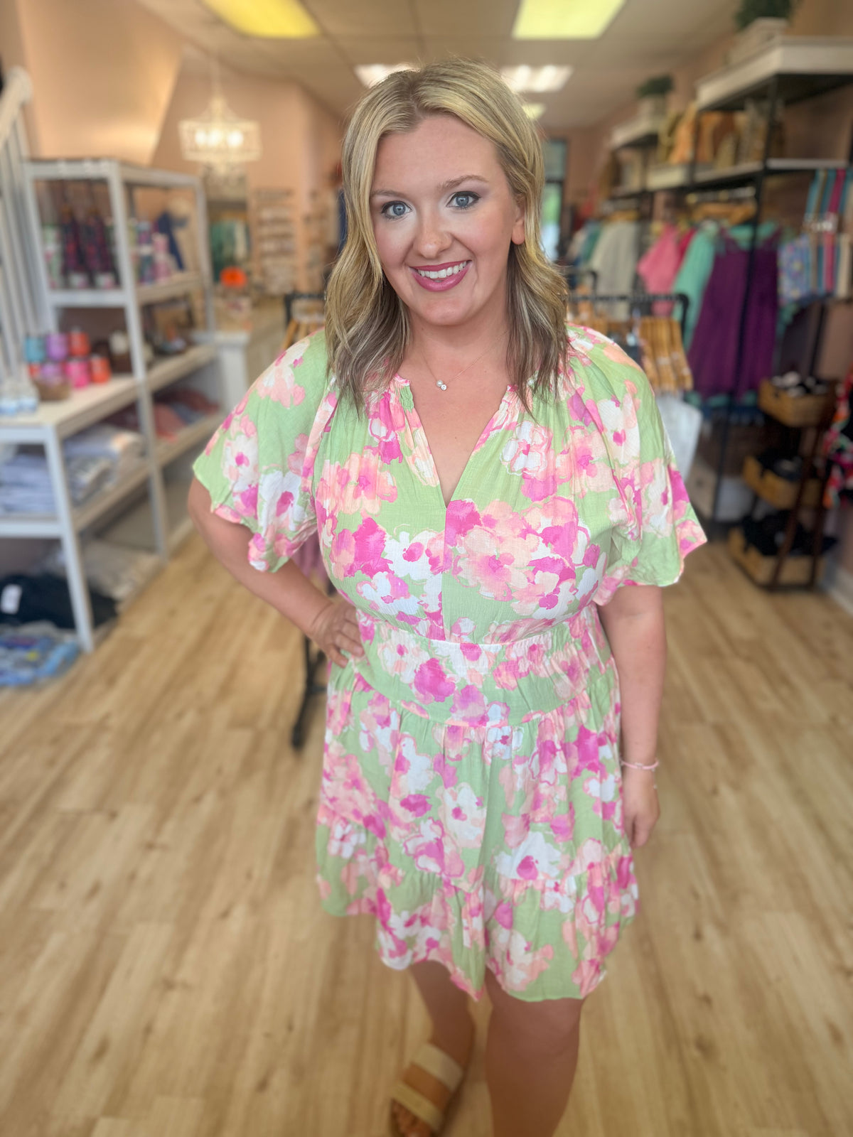 Peach Blossom Woven Dress