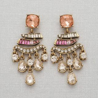 Vintage Rhinestone Teardrop Silver Earrings