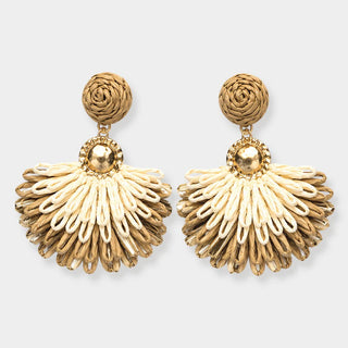 Raffia Fan Charm Dangle Earrings