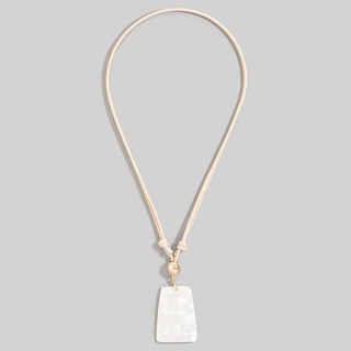 Shell Rectangle Pendant Layered Cord Necklace