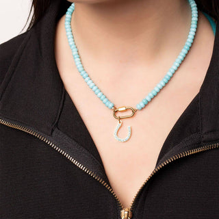 Turquoise Chunky Bead Carabiner Necklace