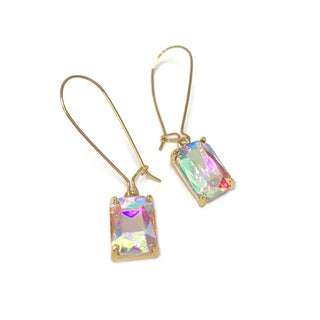 Midi Rectangle Glass Bead Dangle Earrings