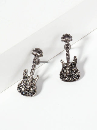 Pave Electric Guitar Stud Earrings