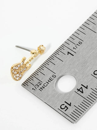 Pave Electric Guitar Stud Earrings