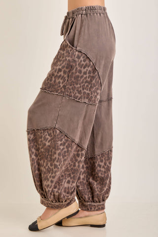 Mineral Washed Cheetah Leopard Balloon Lounge Pants
