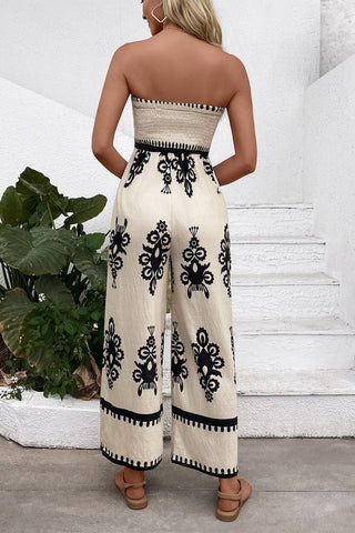 Smocked Strapless Printed Romper