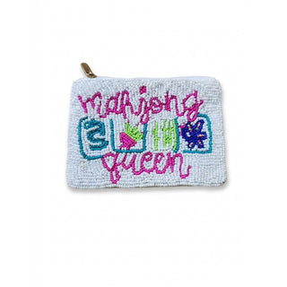 Mahjong Queen Script Beaded Coin Pouch