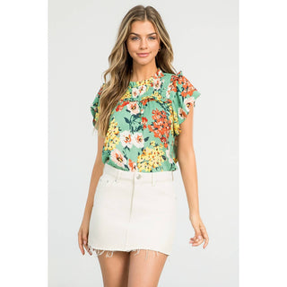 Floral Smocked Detail Blouse
