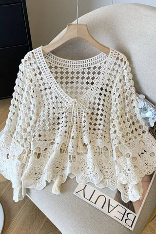 Crochet Open-Knit Blouse