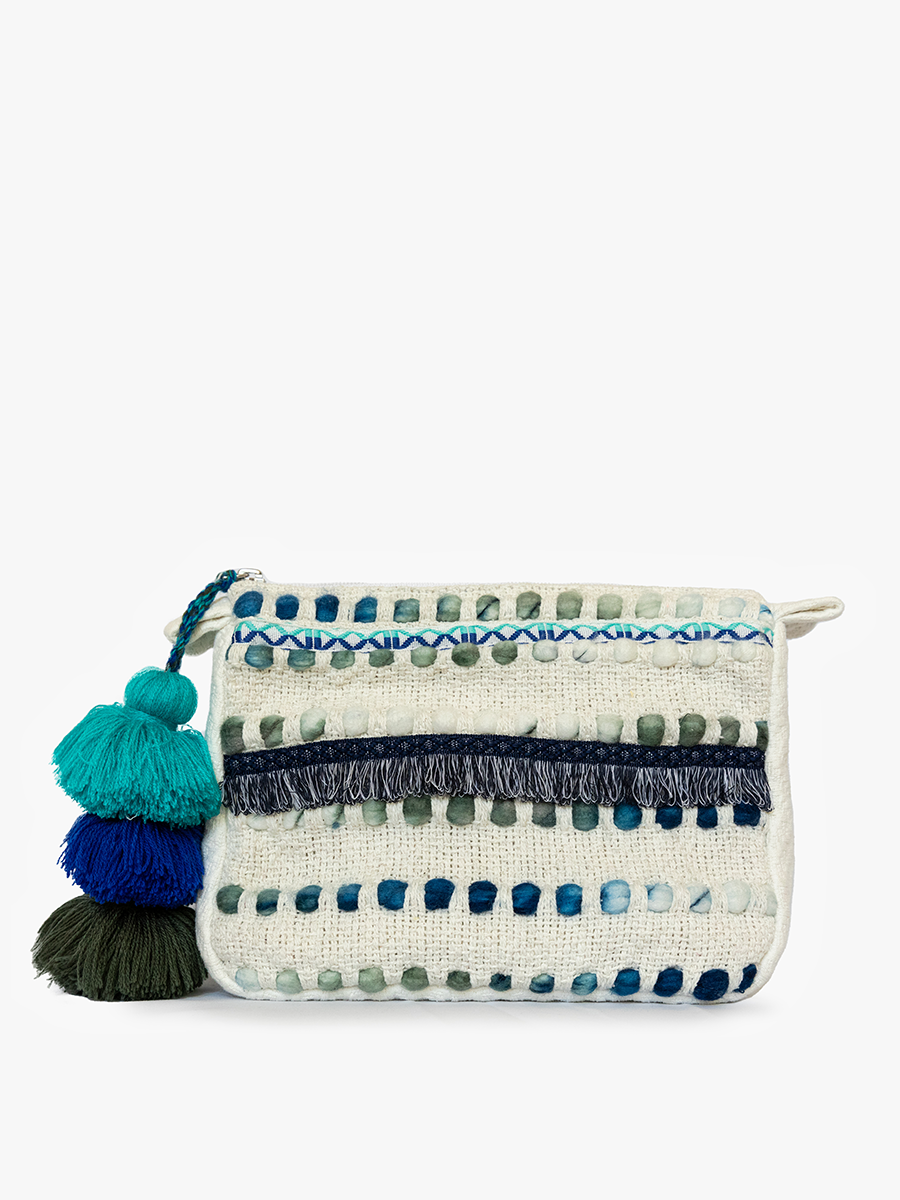 Josephine Printed Cotton Pouch w/ Tassels