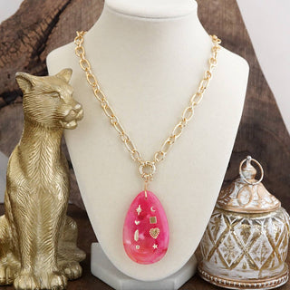 Acrylic Teardrop Charm Necklace