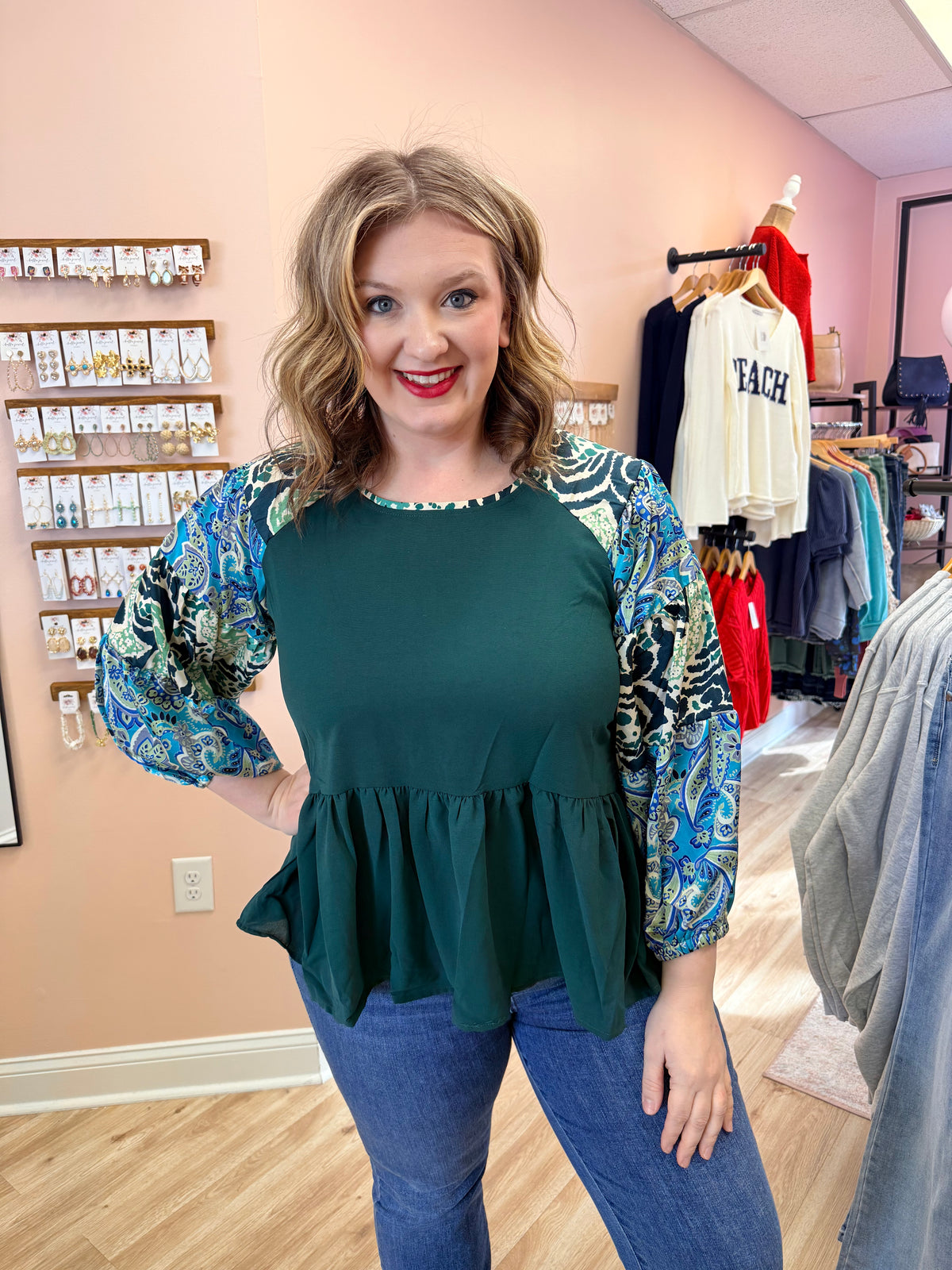 Babydoll Print Sleeve Top