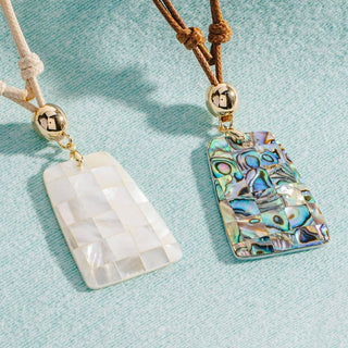 Shell Rectangle Pendant Layered Cord Necklace