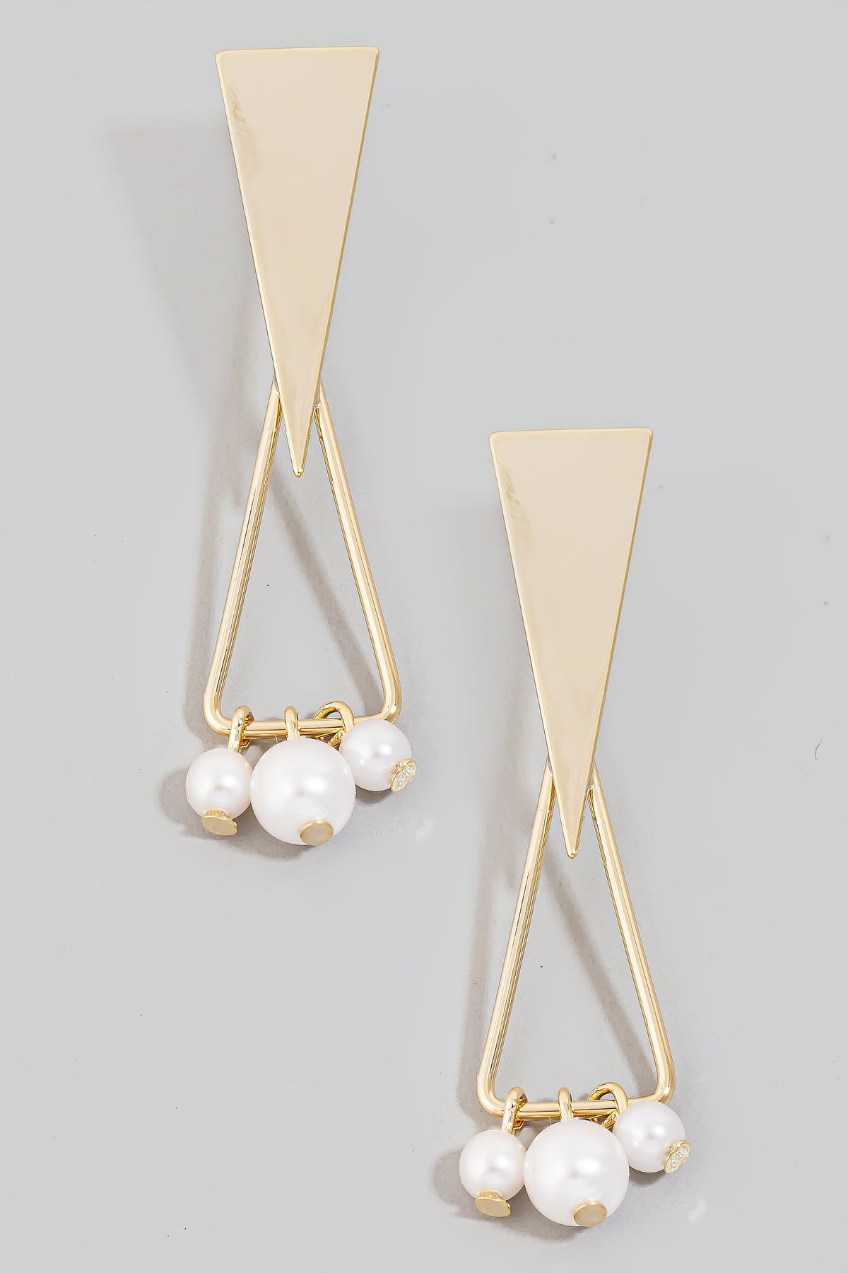 Pearl Triangle Dangle Earrings
