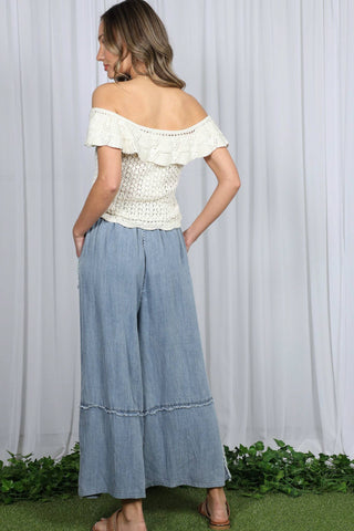 Washed Chambray Denim Crop