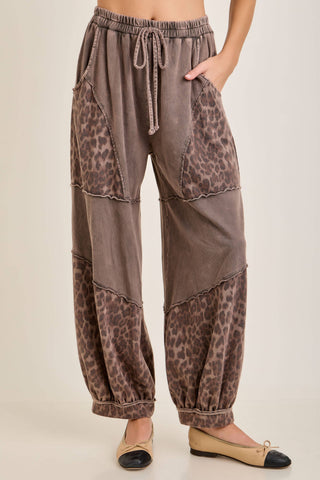 Mineral Washed Cheetah Leopard Balloon Lounge Pants