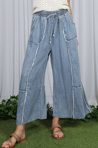 Washed Chambray Denim Crop