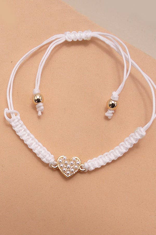 Adjustable Pearl & Heart Bracelet