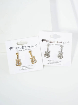 Pave Electric Guitar Stud Earrings