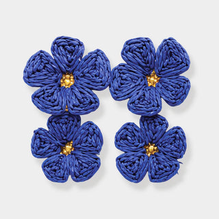 Woven Raffia Flower Statement Earrings