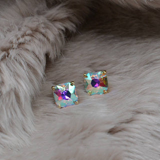 Cushion Cut Crystal Stud Earrings