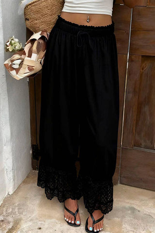 Wide-Leg Lace Patchwork Casual Pant