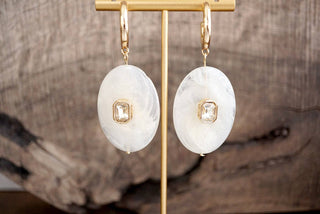 Marbled Acrylic Stone Open Hoop Dangling Earrings