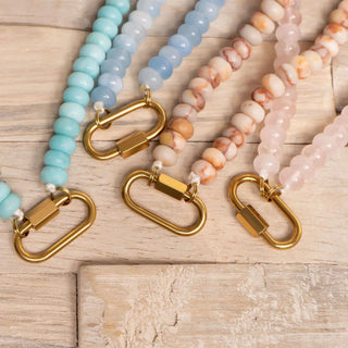 Turquoise Chunky Bead Carabiner Necklace