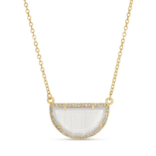 Half Circle Pave Stone Necklace