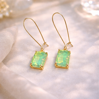 Midi Rectangle Glass Bead Dangle Earrings