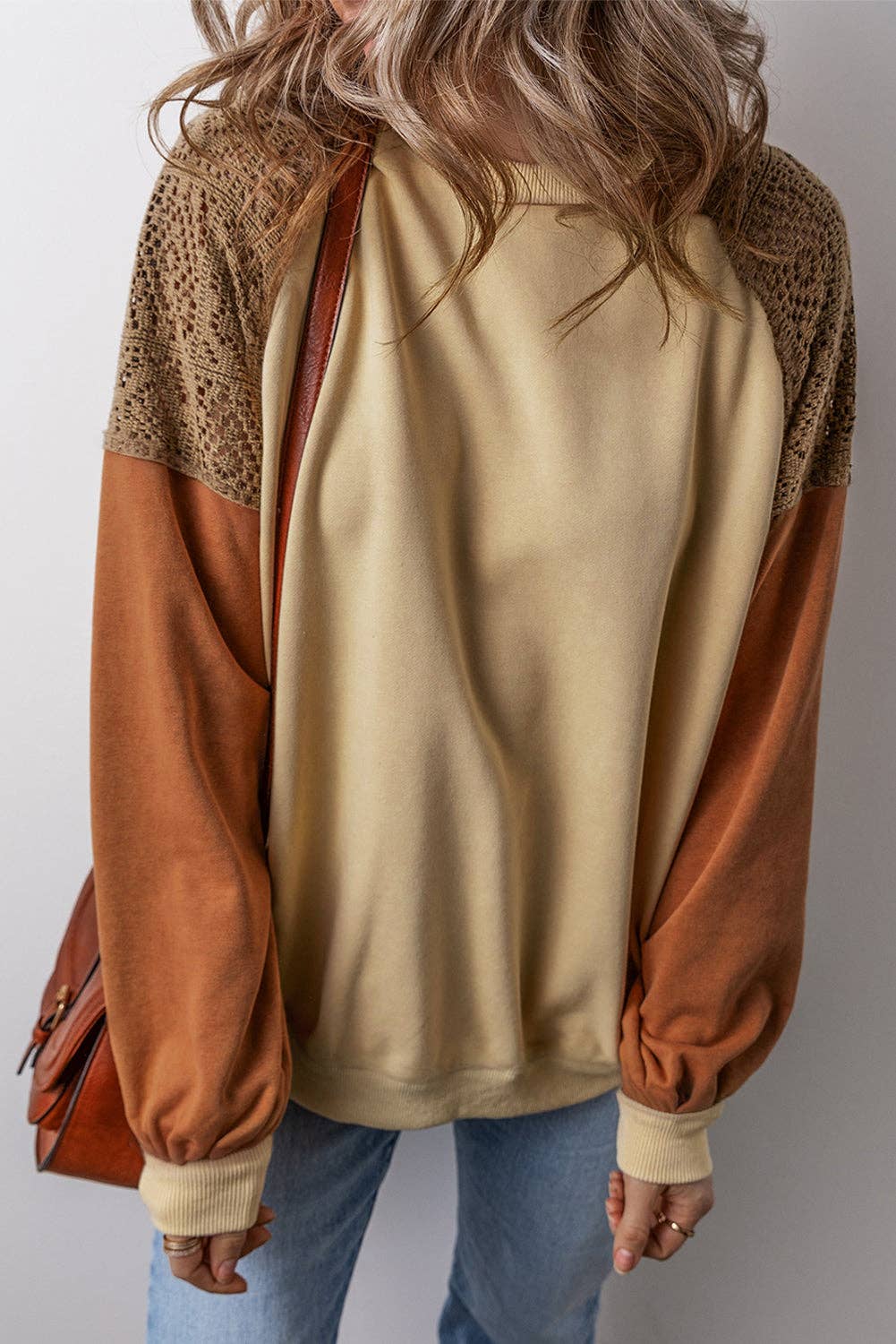 Colorblock Lace Patchwork Sweatshirt